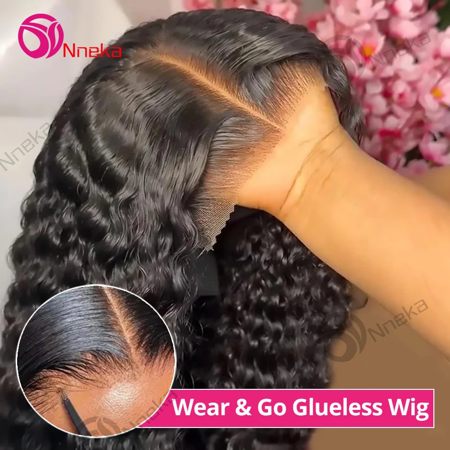 Glueless Wigs Human Hair Ready To Wear Pre Cut 4x4 5x5 Hd Lace Closure Deep Wave Curly Human Hair Wigs Brazilian Water Wave Wig