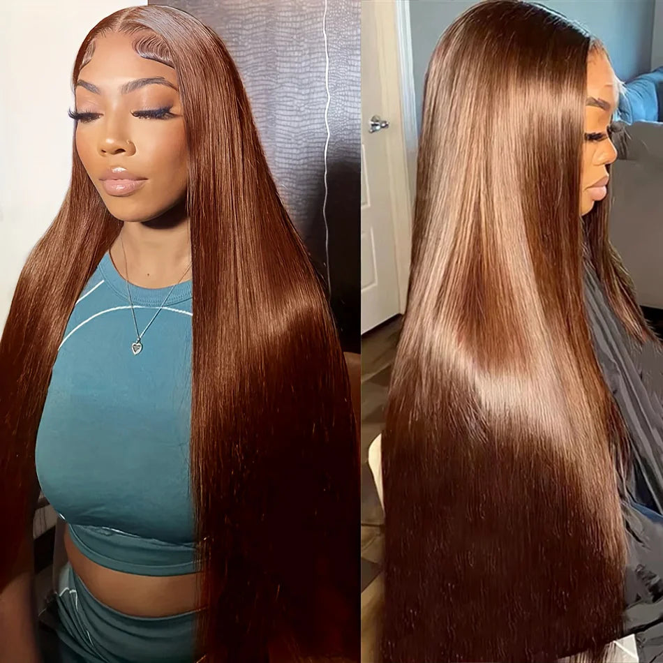 Chocolate Brown Lace Front Wigs Bone Straight Human Hair Wigs 13x4 13x6 Hd Lace Frontal Wig 30 Inch Lace Front Wig Human Hair