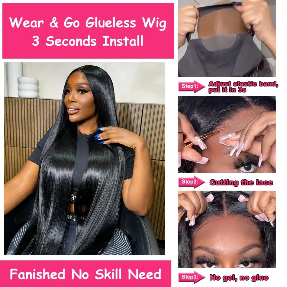 34 Inch Vietnamese Hair Bone Straight Glueless Wigs Human Hair Lace Frontal Wig 7x5 Ready to Wear Wig Preplucked Raw Virgin Hair