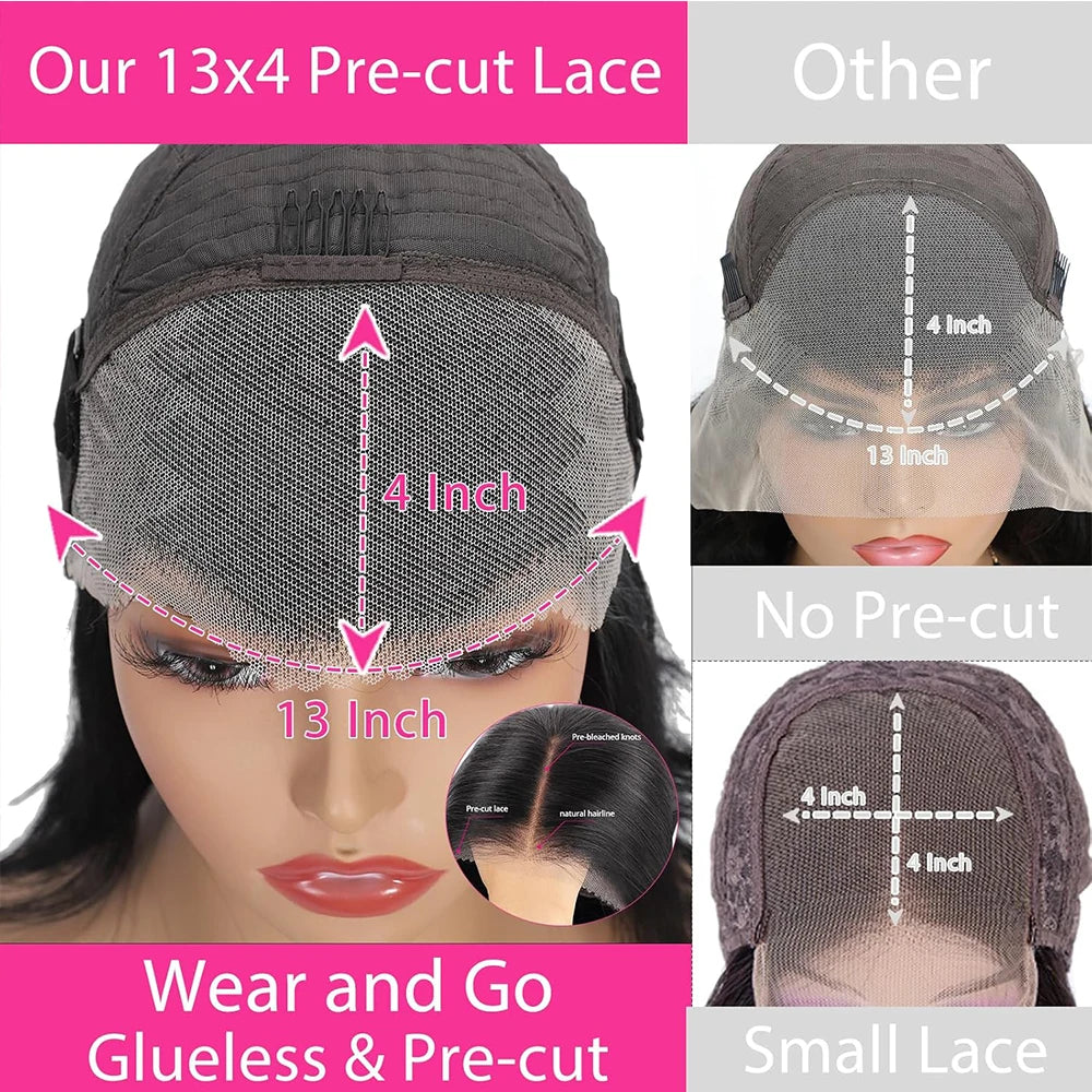 Wear and Go Bob Wig Human Hair Bone Straight 250 Density 13X4 HD Lace Frontal Wigs Pre Plucked Glueless Wig Short Bob Wigs