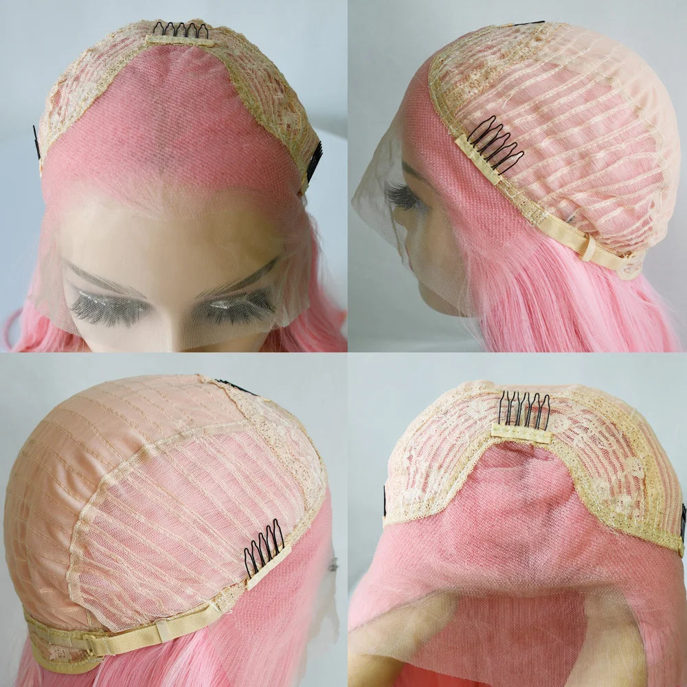 Blue Highlight Ombre Blonde Wig Body Wave Lace Frontal Wigs 13X4 HD Lace Wig Synthetic High Quality Pre Plucked Daily Cosplay