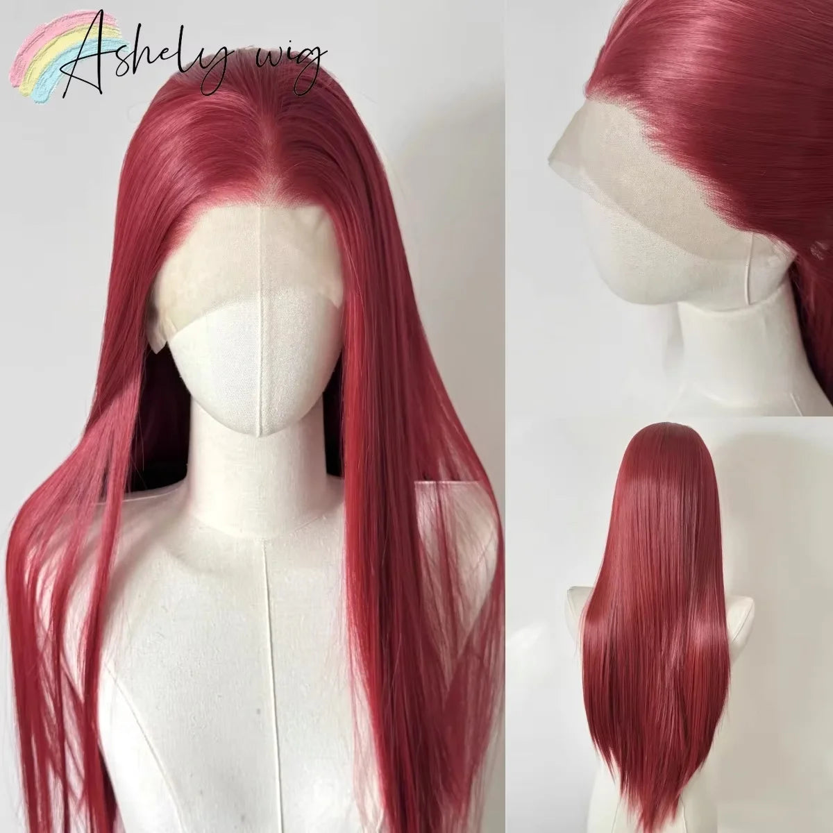 Red Wig 13x4 Straight Lace Front Wig 26inch Cosplay Wig High Temperature Resistant Fibers Synthetic Lace Wigs For Daily use