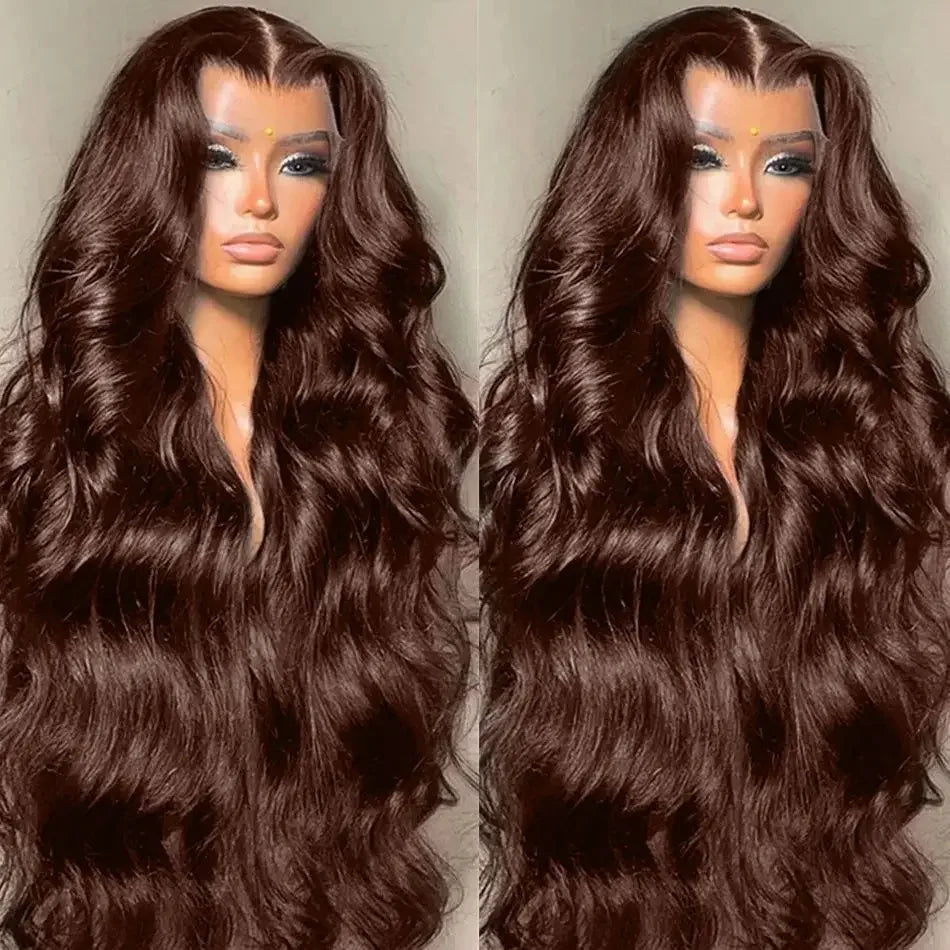 Body Wave Chocolate Brown Lace Front Wig Human Hair Wigs 100% 13x6 HD Lace Transparent Frontal Wig Brown Colored Wigs For Women