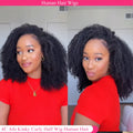 Afro Kinky Curly Half Wig With Drawstring  Flip Over Install Glueless Wig Ready to Wear Half Wig Drawstring Afo Curly Hair Wig
