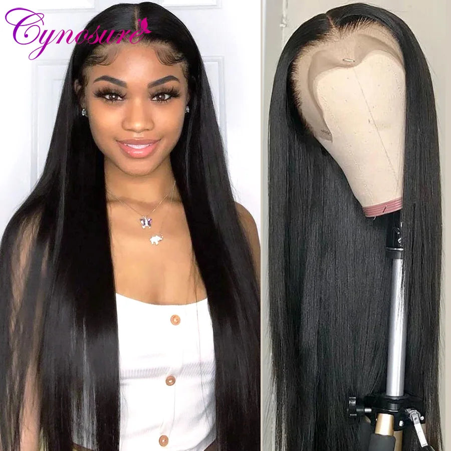 Cynosure 13x4/13x6 HD Transparent Lace Front Human Hair Wigs for Black Women Preplucked Remy Malaysian Straight Human Hair Wigs