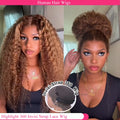 250 Density Highlight Invisible Strap HD 360 Full Lace Wig Glueless Wig Human Hair Deep Curly 360 Lace Front Wig Preplucked