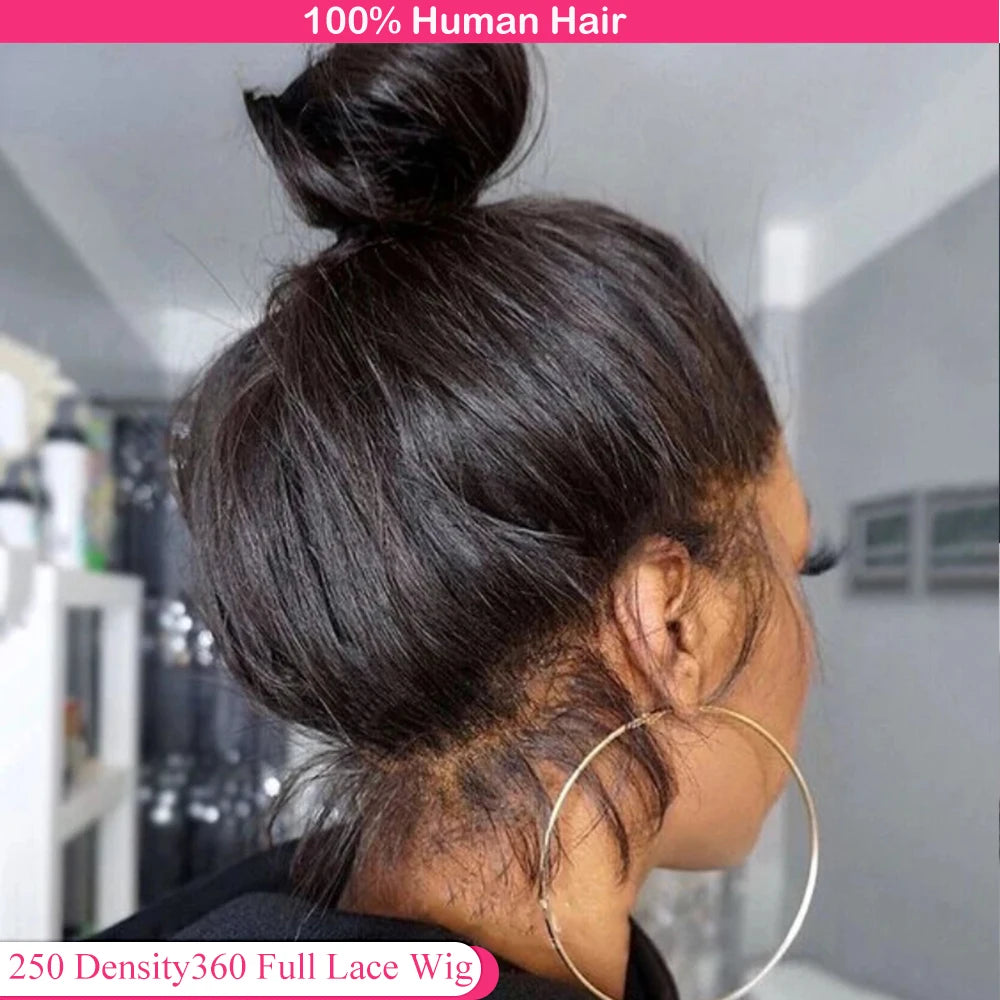 250 Density 360 Full Lace Wig Human Hair Pre Plucked High Density Lace Wig Bone Straight 360 Lace Front Wig Human Hair Wigs