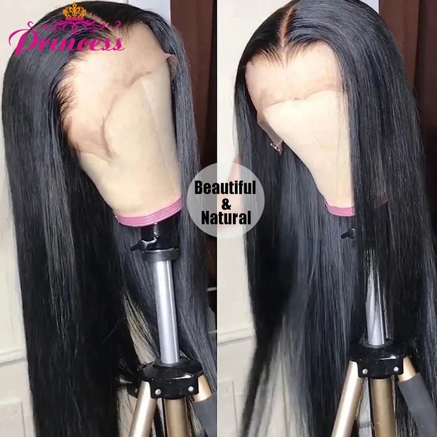 Princess 13x4/13x6 HD Transparent Lace Front Human Hair Wigs PrePlucked 4x4 Closure Wig Brazilian Straight Lace Frontal Wig