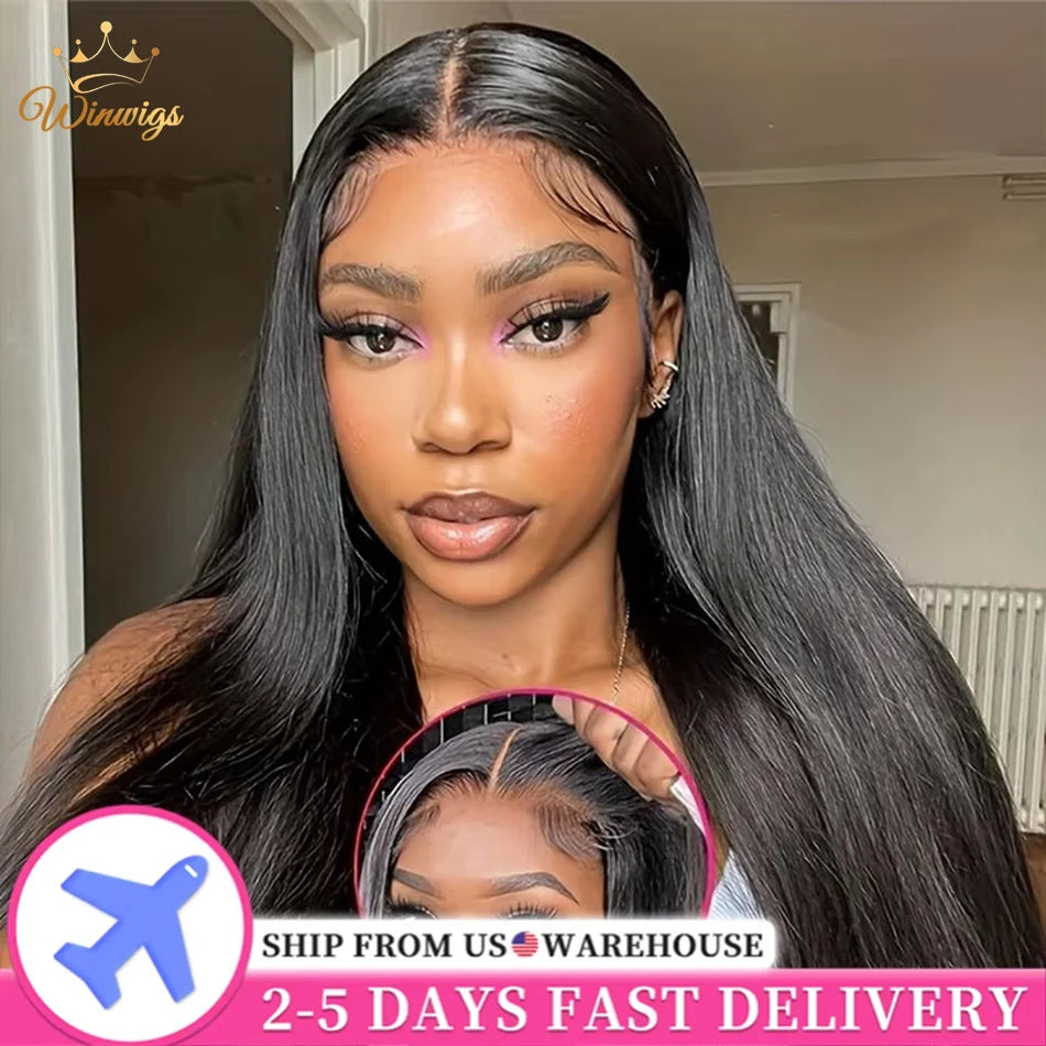 34 Inch Vietnamese Hair Bone Straight Glueless Wigs Human Hair Lace Frontal Wig 7x5 Ready to Wear Wig Preplucked Raw Virgin Hair