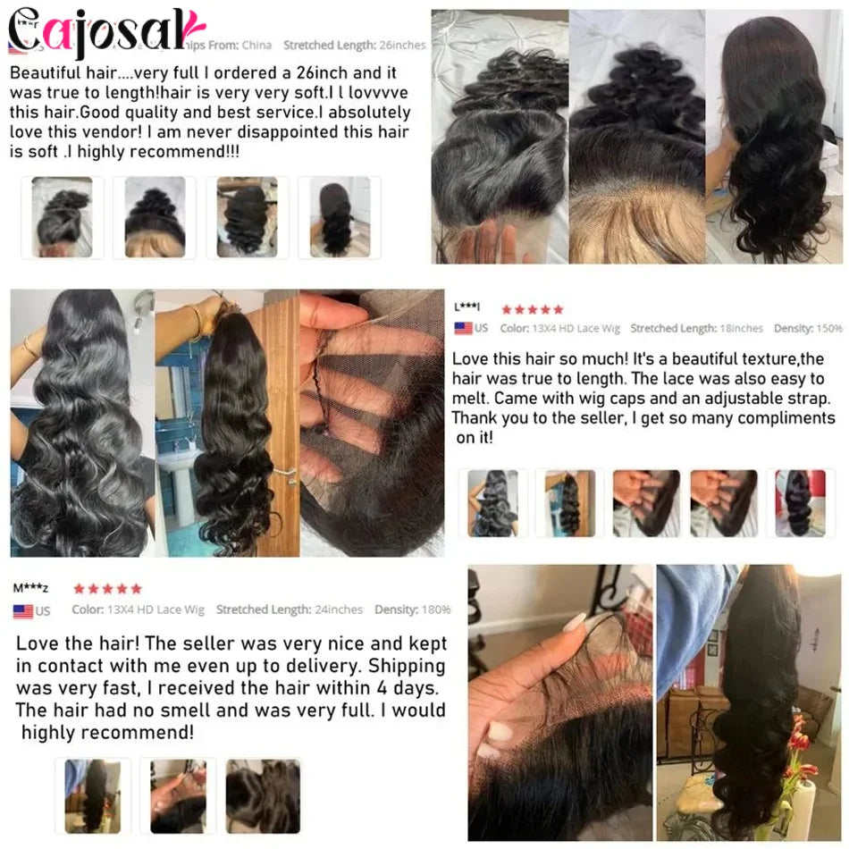 360 Full Lace 250% 13x6 HD Lace Frontal Wig 13x4 Frant Silky Body Wave Curly Remy Human Hair Dark Black Glueless Pre Plucked