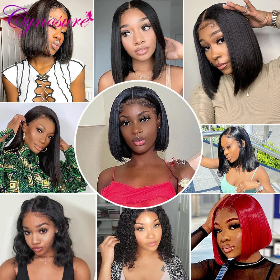 Cynosure Short Bob Wig Lace Front Human Hair Wigs For Women Pre Plucked With Baby Hair 13x4 Straight Lace Frontal Human Hair Wig