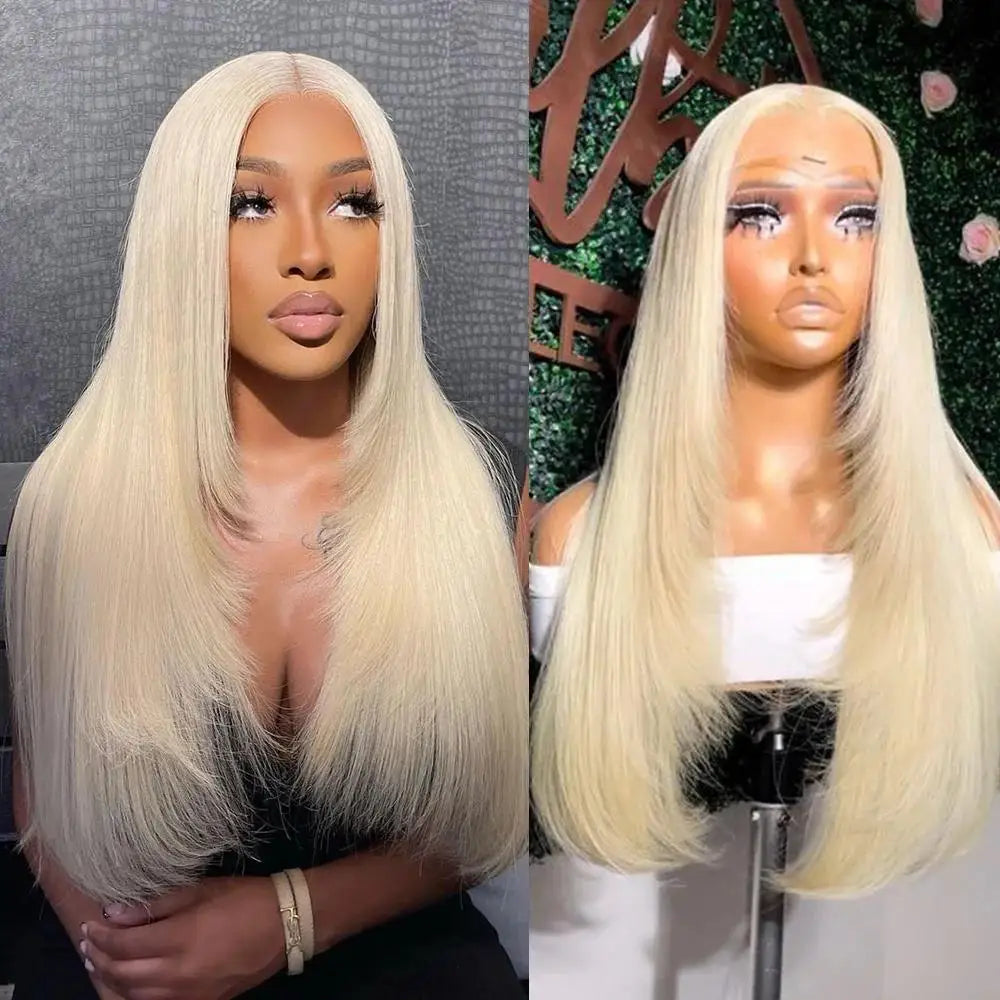 Burgundy Red Bone Straight Layered Cut Lace Front Wig 13x4 HD Lace Frontal Wig Synthetic Glueless Preplucked Ready To Wear