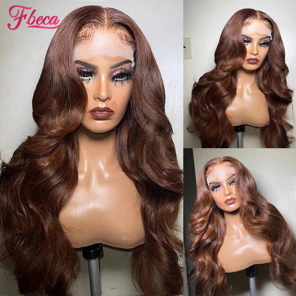 Chocolate Brown 13x4 13x6 Hd Lace Frontal Human Hair Wig Body Wave Lace Front Wigs for Women Colored  Preplucked 4x4 Lace Wig