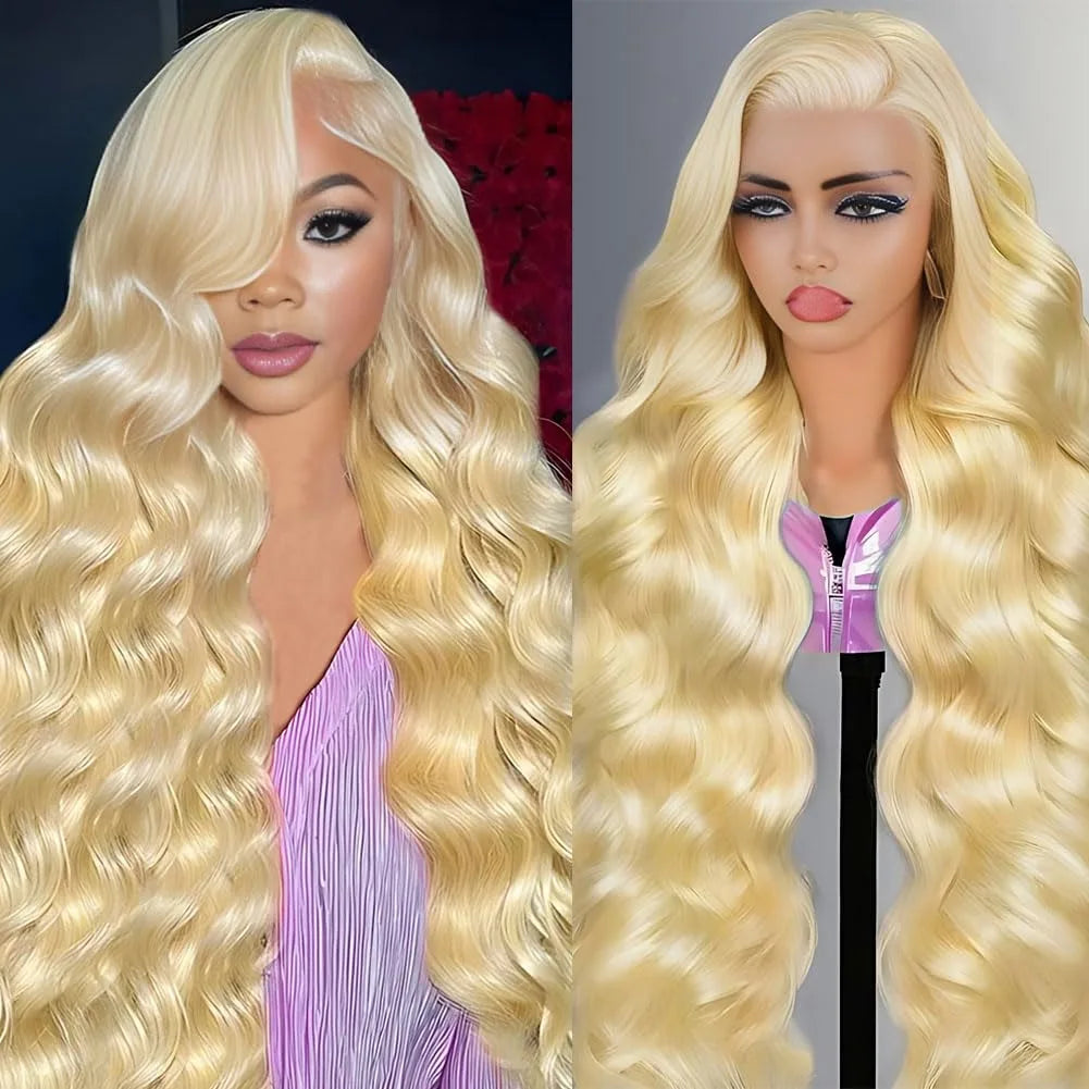 Blue Highlight Ombre Blonde Wig Body Wave Lace Frontal Wigs 13X4 HD Lace Wig Synthetic High Quality Pre Plucked Daily Cosplay