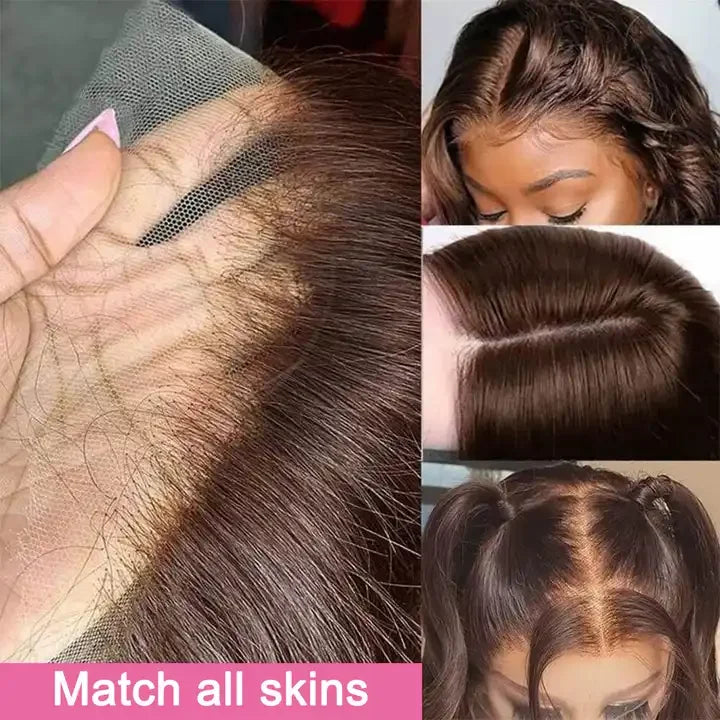 250% 360 Full Lace 13x6 HD Lace Frontal Wig 13x4 Front Silky Straight Remy Human Hair Dark Chocolate Brown Pre Plucked Glueless