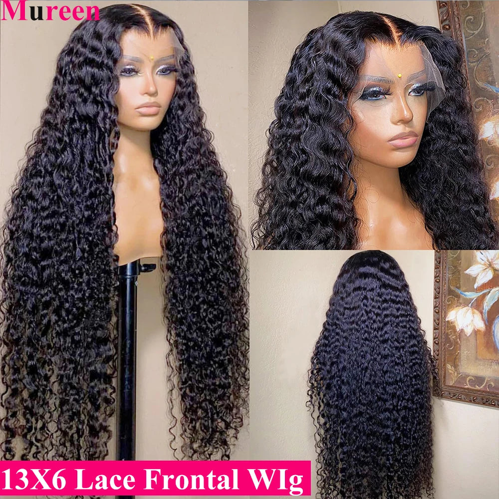 250% Density Water Wave 13x6 Lace Frontal Wig Human Hair Deep Wave Curly 13x4 Full Lace Front Wig For Women Human Hair Wigs