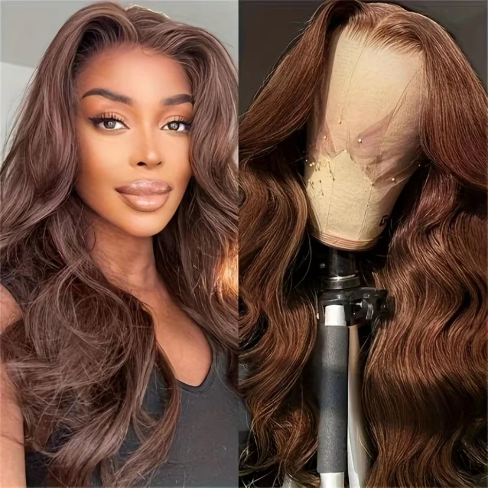 30 36 Inch Chocolate Brown Human Hair Wigs 13X6 Hd Lace Frontal Wig Body Wave Lace Front Wig Pre Plucked Brazilian Wigs Original