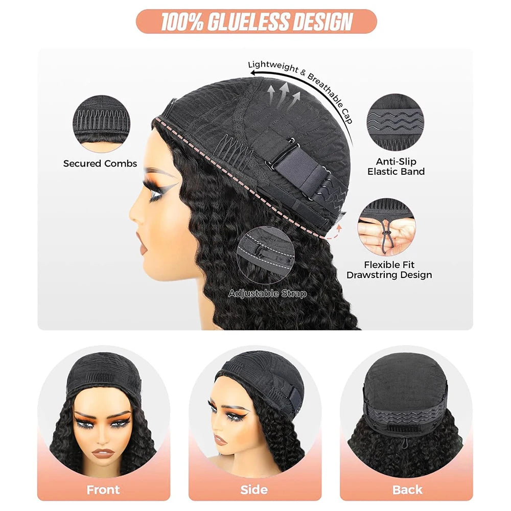 Afro Kinky Curly Half Wig With Drawstring  Flip Over Install Glueless Wig Ready to Wear Half Wig Drawstring Afo Curly Hair Wig