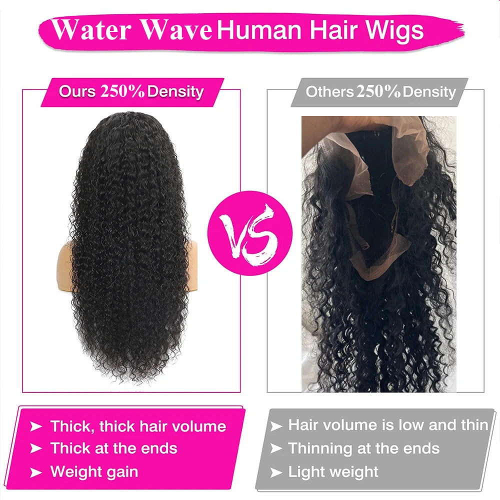 250% Density Water Wave 13x6 Lace Frontal Wig Human Hair Deep Wave Curly 13x4 Full Lace Front Wig For Women Human Hair Wigs