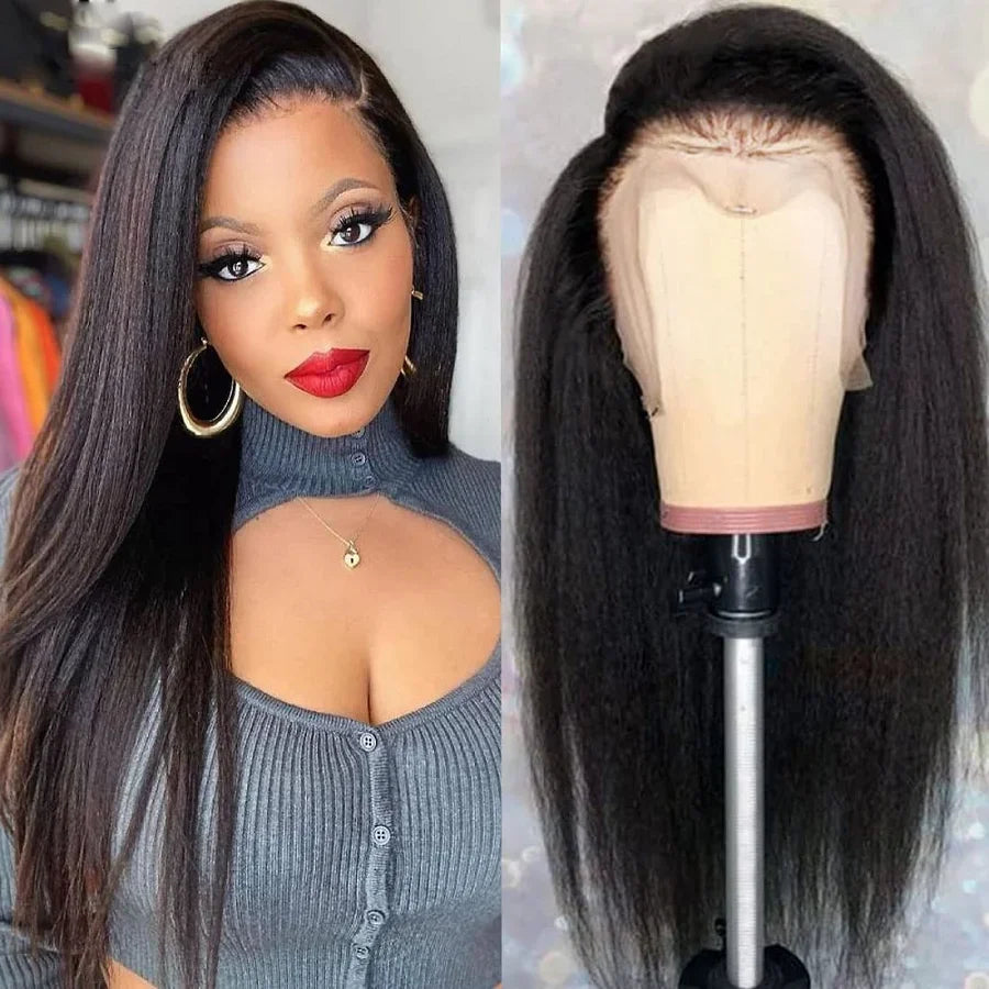 Glueless Wig Human Hair Kinky Straight Human Hair Wigs Lace Front Wig Human Hair Lace Frontal Wig Hd Lace 13x6 Human Hair Sale