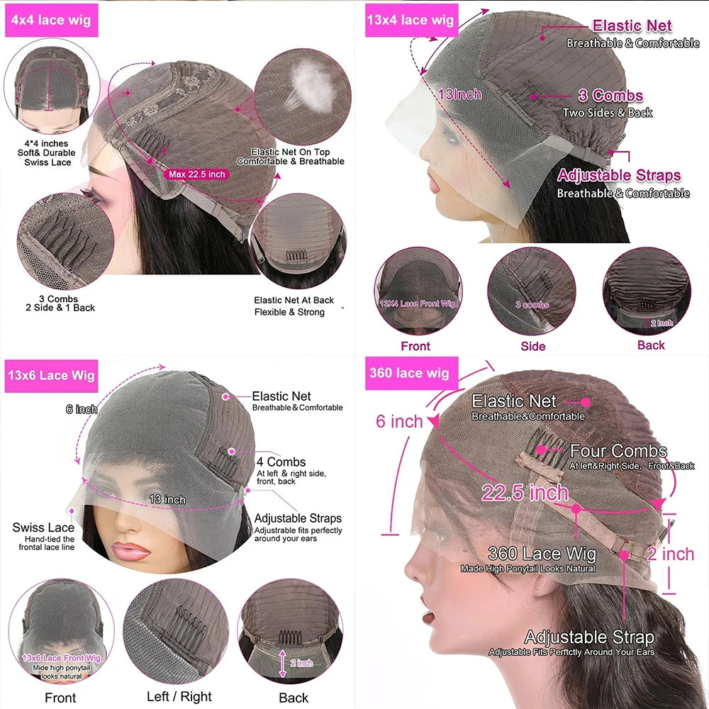 Invisible Strap HD 360 Lace Front Wig Human Hair Drawstring Body Wave 360 Full Lace Wig Glueless Human Hair Wigs PrePlucked