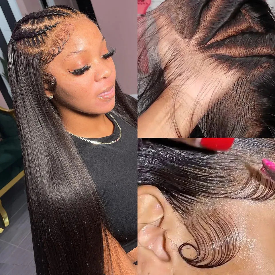 Bone Straight Lace Front Wig 100% Human Hair Wigs For Women Peruvian Human Hair Remy Transparent HD Lace Frontal Wig Pre Plucked