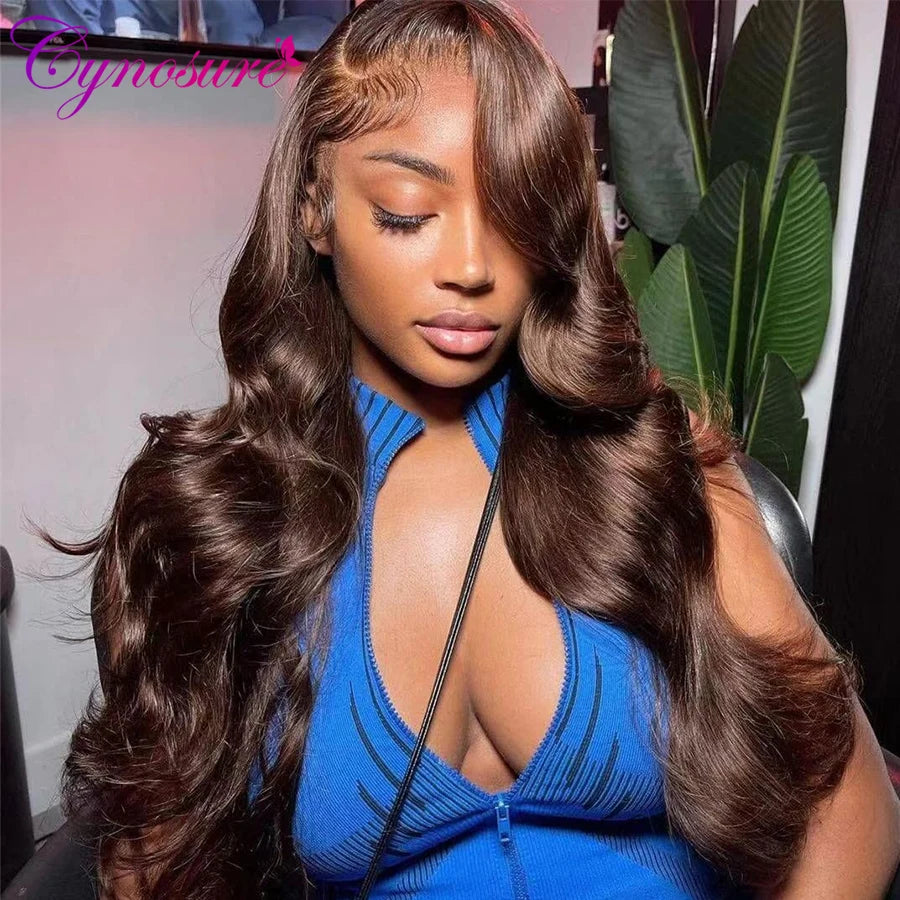 13x4 Chocolate Brown Body Wave Lace Front Wig 13x6 HDTransparent Lace Frontal Wig Cynosure Lace Closure Colored Human Hair Wigs