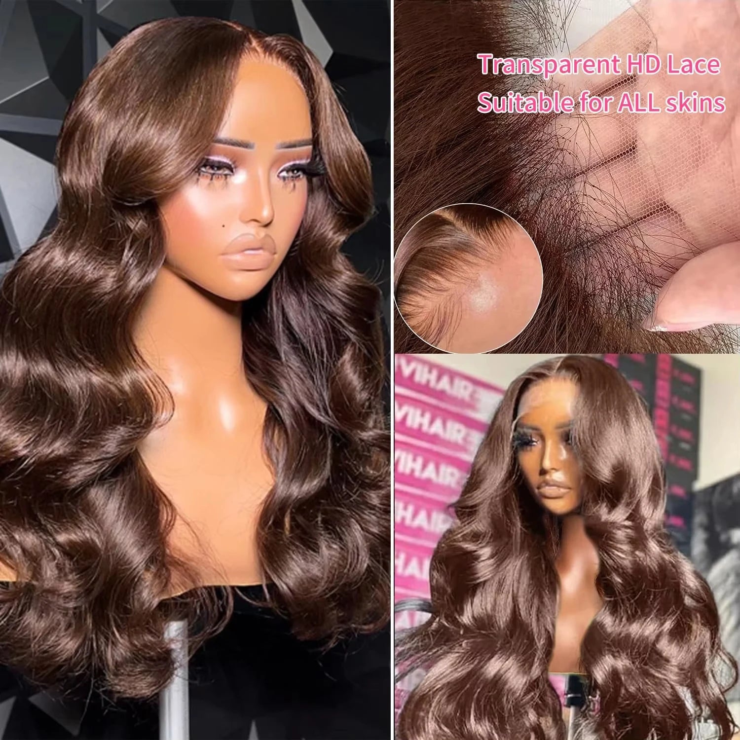 Body Wave Lace Front Wig Human Hair 13x6 HD Lace Chocolate Brown Human Hair Wig Upgrade Ready to Wear 4x4 13x4 Lace Glueless Wig