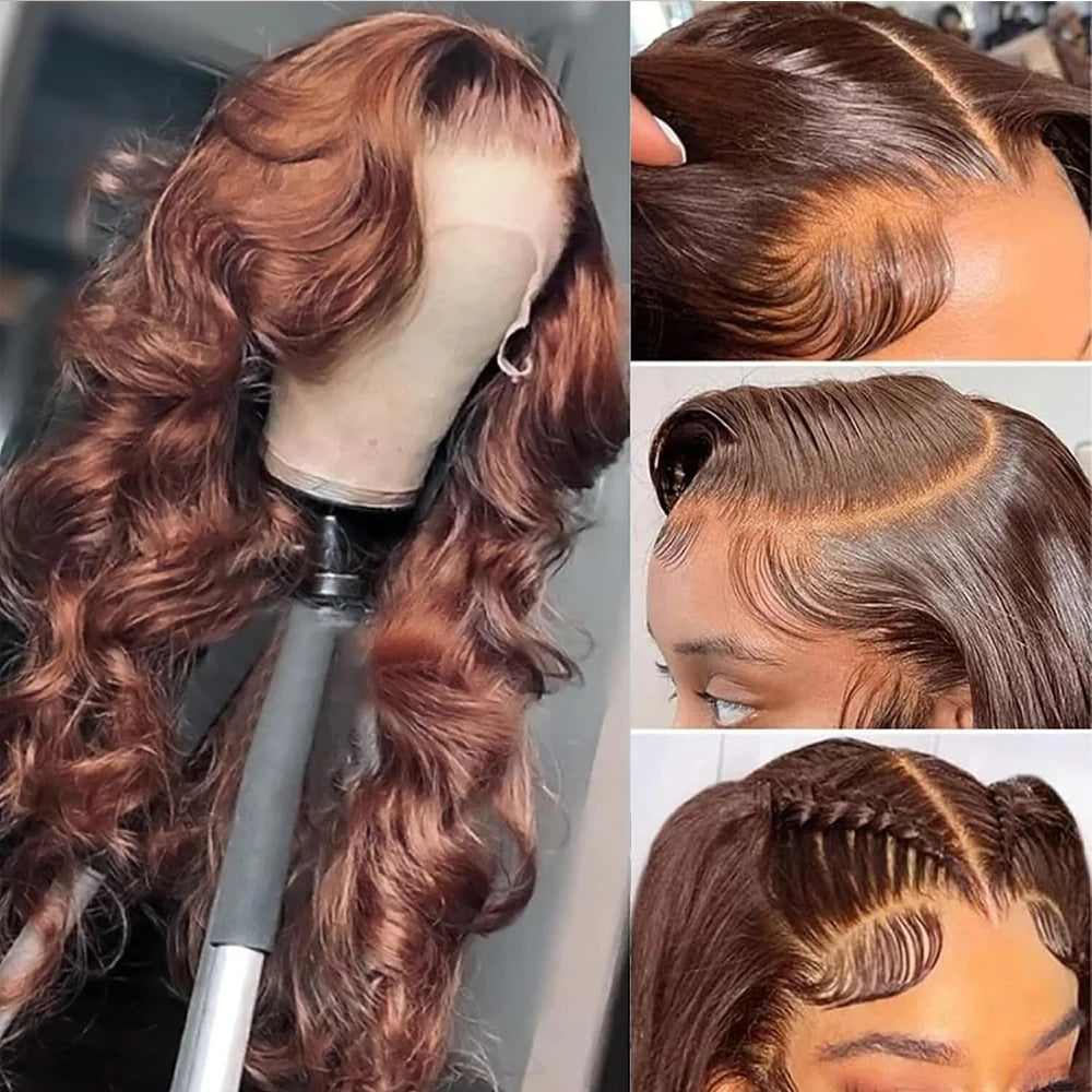 Brown HD Invisi-Strap 360 Full Lace Wig Pre Plucked Chocolate Brown 250 Density Body Wave 360 Lace Frontal Wigs For Black Women