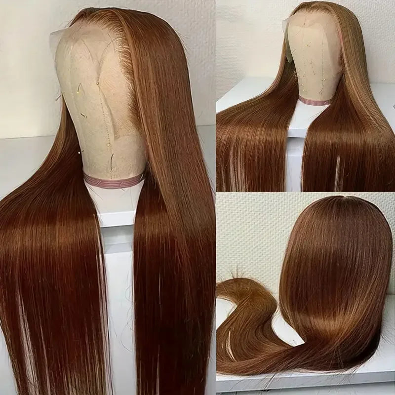 Brown Wig 100% Human Hair Wigs Straight Colored Lace Front Wig Pre Plucked 13x4 13x6 Transparent Lace Frontal Wig for Women