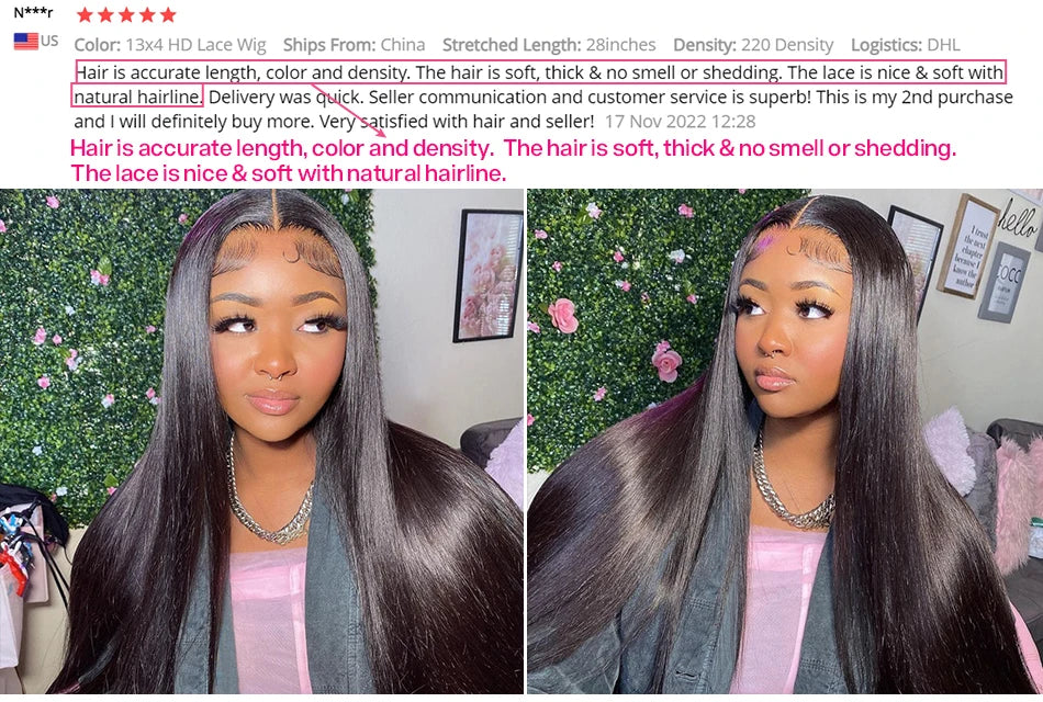 Cynosure 13x4 HD Transparent Lace Front Human Hair Wigs For Women 13x6 Brazilian Straight Pre Plucked Frontal Wig With Baby Hair