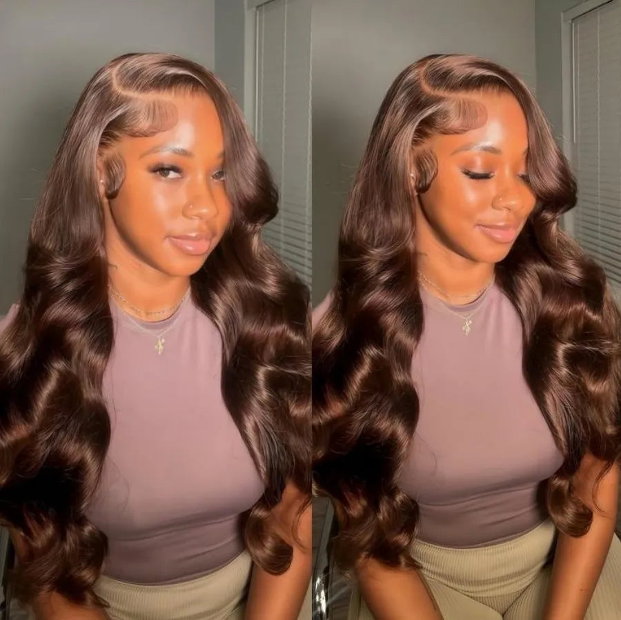 30 36 Inch Chocolate Brown Human Hair Wigs 13X6 Hd Lace Frontal Wig Body Wave Lace Front Wig Pre Plucked Brazilian Wigs Original