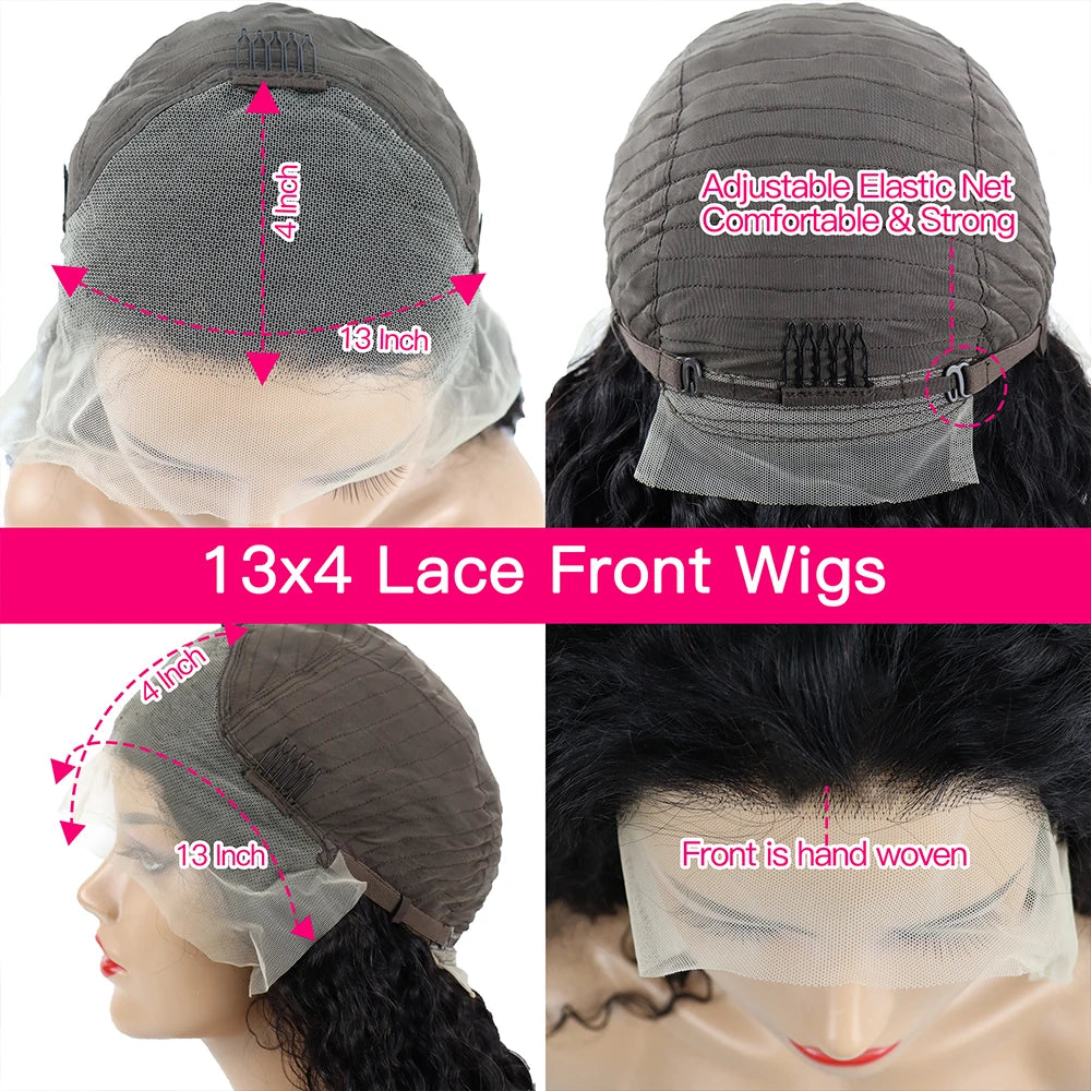 250% Density Water Wave 13x6 Lace Frontal Wig Human Hair Deep Wave Curly 13x4 Full Lace Front Wig For Women Human Hair Wigs