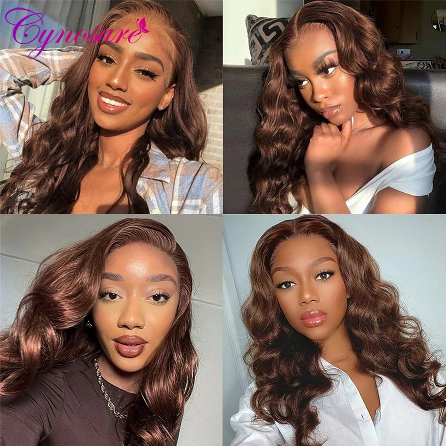 13x4 Chocolate Brown Body Wave Lace Front Wig 13x6 HDTransparent Lace Frontal Wig Cynosure Lace Closure Colored Human Hair Wigs