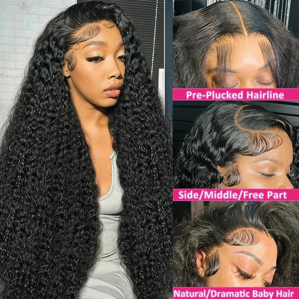 Deep Curly HD Lace wig 13x6 Human Hair 250 Density Glueless Wig Human Hair Ready to Wear HD 13X4 Lace Frontal Wig Preplucked