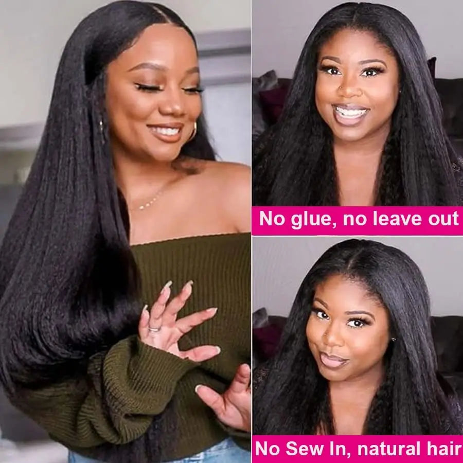 Glueless Wig Human Hair Kinky Straight Human Hair Wigs Lace Front Wig Human Hair Lace Frontal Wig Hd Lace 13x6 Human Hair Sale