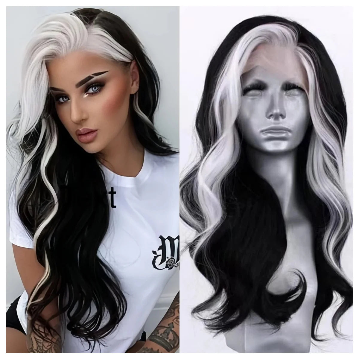 Blue Highlight Ombre Blonde Wig Body Wave Lace Frontal Wigs 13X4 HD Lace Wig Synthetic High Quality Pre Plucked Daily Cosplay