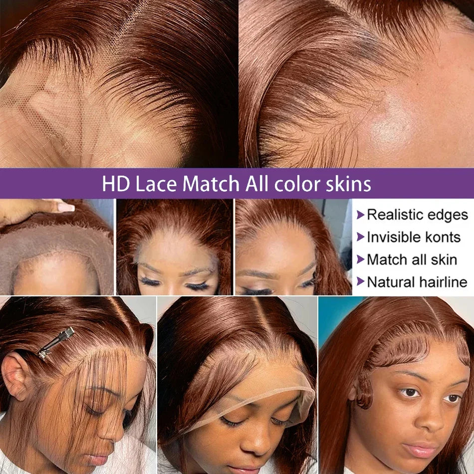 13X6 HD Dark Brown Wigs 13x4 360 Transparent Lace Frontal Wig 100% Chocolate Brown Human Hair Wigs Straight 4x4 Lace Closure Wig