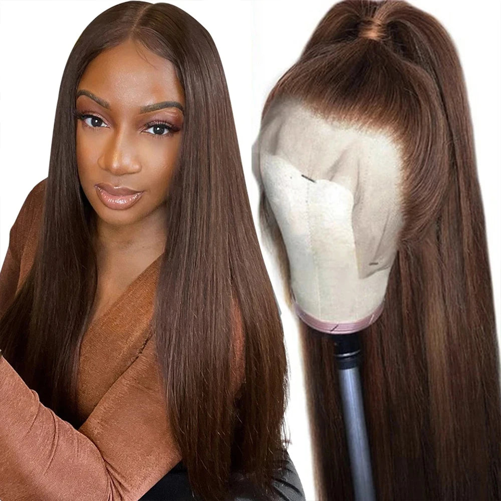 Brown 13X4 Lace Front Human Hair Wigs For Women Colore Human Hair Wigs HD 13X6 Lace Frontal Wig Preplucked 4x4 Lace Closure Wig