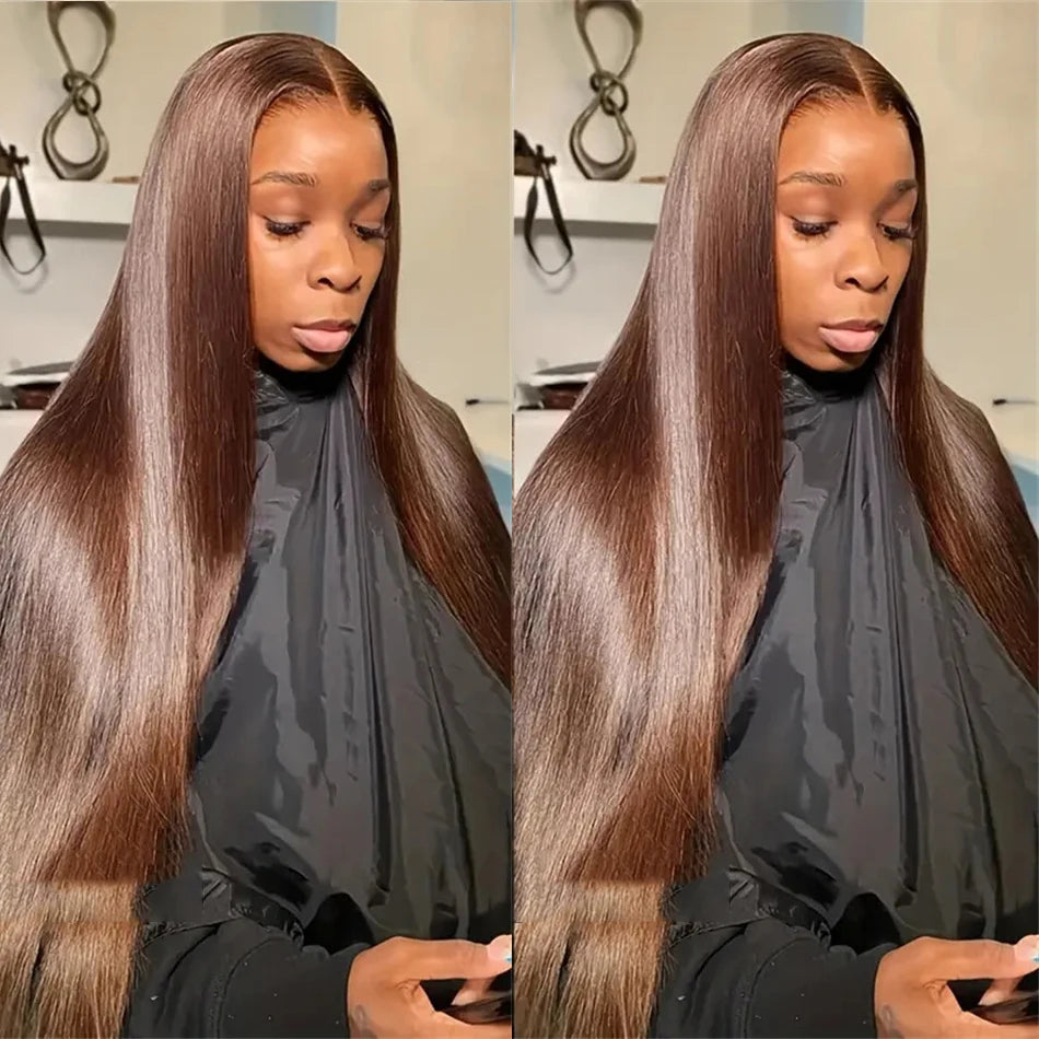 Chocolate Brown Lace Front Wigs Bone Straight Human Hair Wigs 13x4 13x6 Hd Lace Frontal Wig 30 Inch Lace Front Wig Human Hair