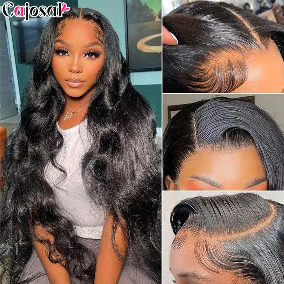 360 Full Lace 250% 13x6 HD Lace Frontal Wig 13x4 Frant Silky Body Wave Curly Remy Human Hair Dark Black Glueless Pre Plucked
