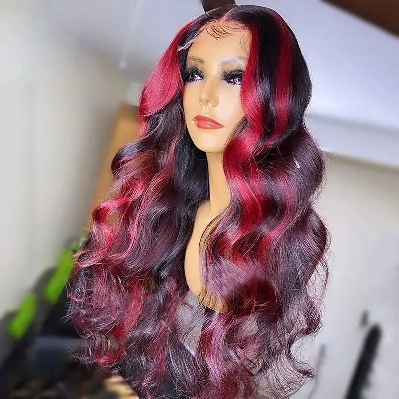 Blue Highlight Ombre Blonde Wig Body Wave Lace Frontal Wigs 13X4 HD Lace Wig Synthetic High Quality Pre Plucked Daily Cosplay