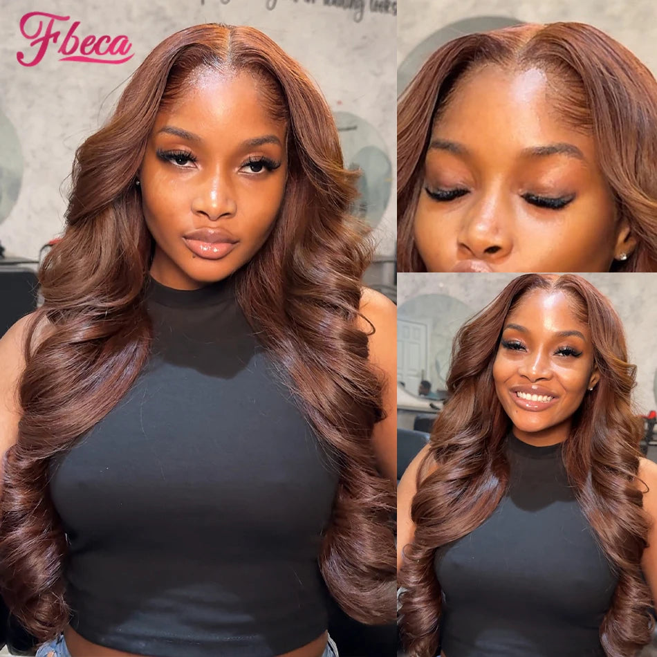 Chocolate Brown 13x4 13x6 Hd Lace Frontal Human Hair Wig Body Wave Lace Front Wigs for Women Colored  Preplucked 4x4 Lace Wig