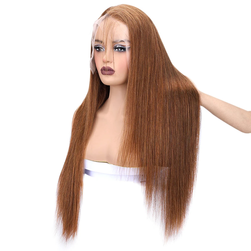 250% 360 Full Lace 13x6 HD Lace Frontal Wig 13x4 Front Silky Straight Remy Human Hair Dark Chocolate Brown Pre Plucked Glueless