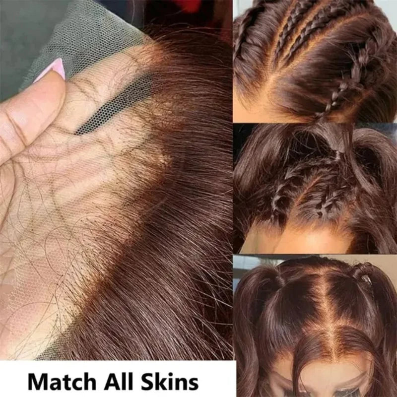 Chocolate Brown 13x4 Lace Front Wig Brazilian Pre Plucked 13x5 HD Lace Frontal Wigs Dark Brown Body Wave Human Hair Closure Wigs