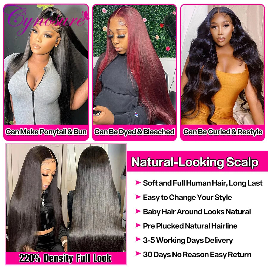 Cynosure 13x4 HD Transparent Lace Front Human Hair Wigs For Women 13x6 Brazilian Straight Pre Plucked Frontal Wig With Baby Hair