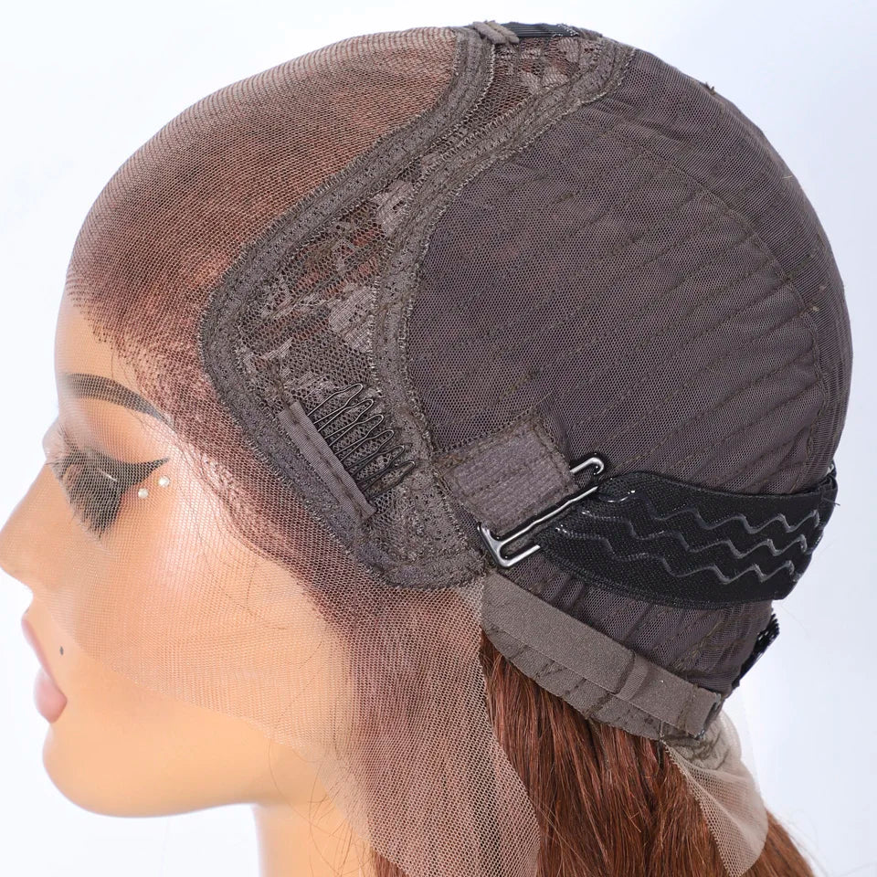 Lekker Clearance Brown Long Straight Lace Frontal Human Hair Wigs For Women Brazilian Remy Hair Pre Plucked Free Part 30" Wigs