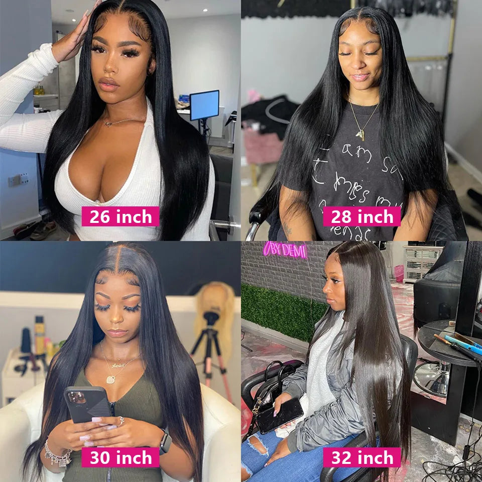 Bone Straight Lace Front Wig 100% Human Hair Wigs For Women Peruvian Human Hair Remy Transparent HD Lace Frontal Wig Pre Plucked