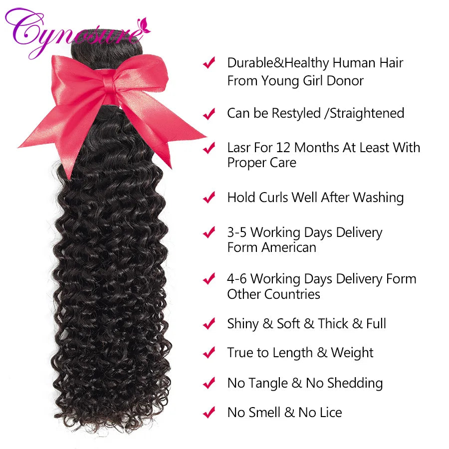 Cynosure Afro Kinky Curly Weave Human Hair 3 Bundles Natural Black Brazilian Hair Weave Bundles 8''-28'' Remy Hair