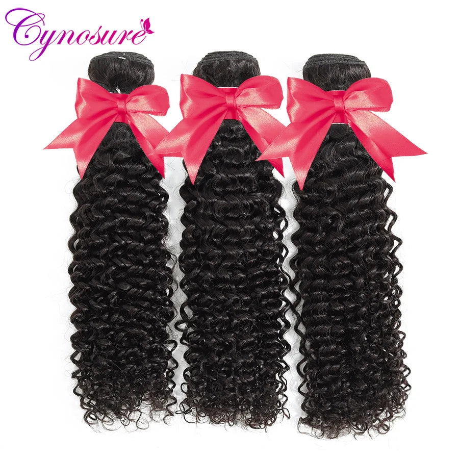 Cynosure Afro Kinky Curly Weave Human Hair 3 Bundles Natural Black Brazilian Hair Weave Bundles 8''-28'' Remy Hair